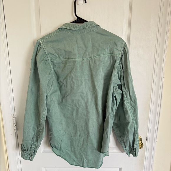 Free People With Love Denim Top in Green - Picture 8 of 8